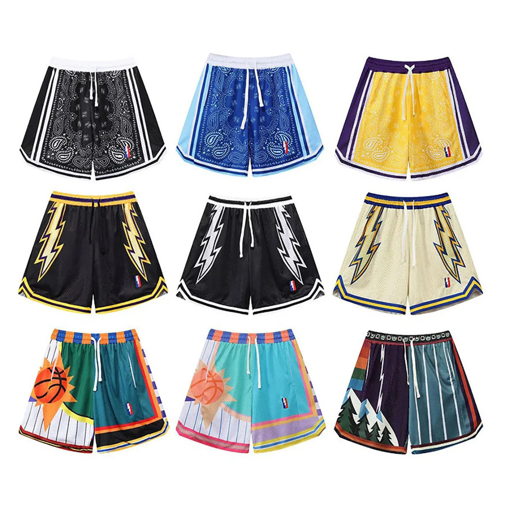 Quần short bóng rổ dáng rộng vừa vặn, in hình thời trang đường phố, khô nhanh thoáng khí