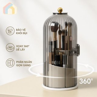 360 Xoay Bàn Chải Trang Điểm Chống Bụi ABS Để Bàn Mỹ Phẩm Tổ Chức Bút Đứng Lưu Trữ