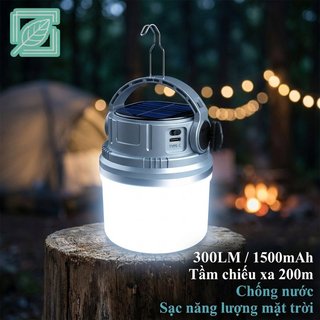 Đèn lồng cắm trại năng lượng mặt trời Loại C có thể sạc lại chống nước 1200mAh LED Lều Light Hook IPX4