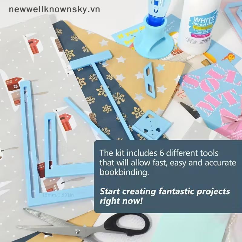 Bộ 6 dụng cụ đóng sách DIY thêu tay cho người mới bắt đầu, stencil dễ dùng cho sổ tay, album, nhật ký, thủ công