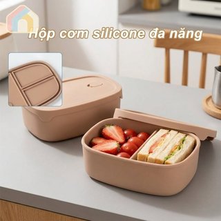 Hộp cơm trưa bằng silicon 750ml Hộp đựng thực phẩm có thể gập lại Chống rò rỉ Tủ đông vi sóng Văn phòng an toàn
