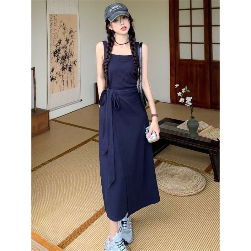 Váy vest dáng Hàn Quốc màu trơn, phù hợp mùa hè, thiết kế ôm body