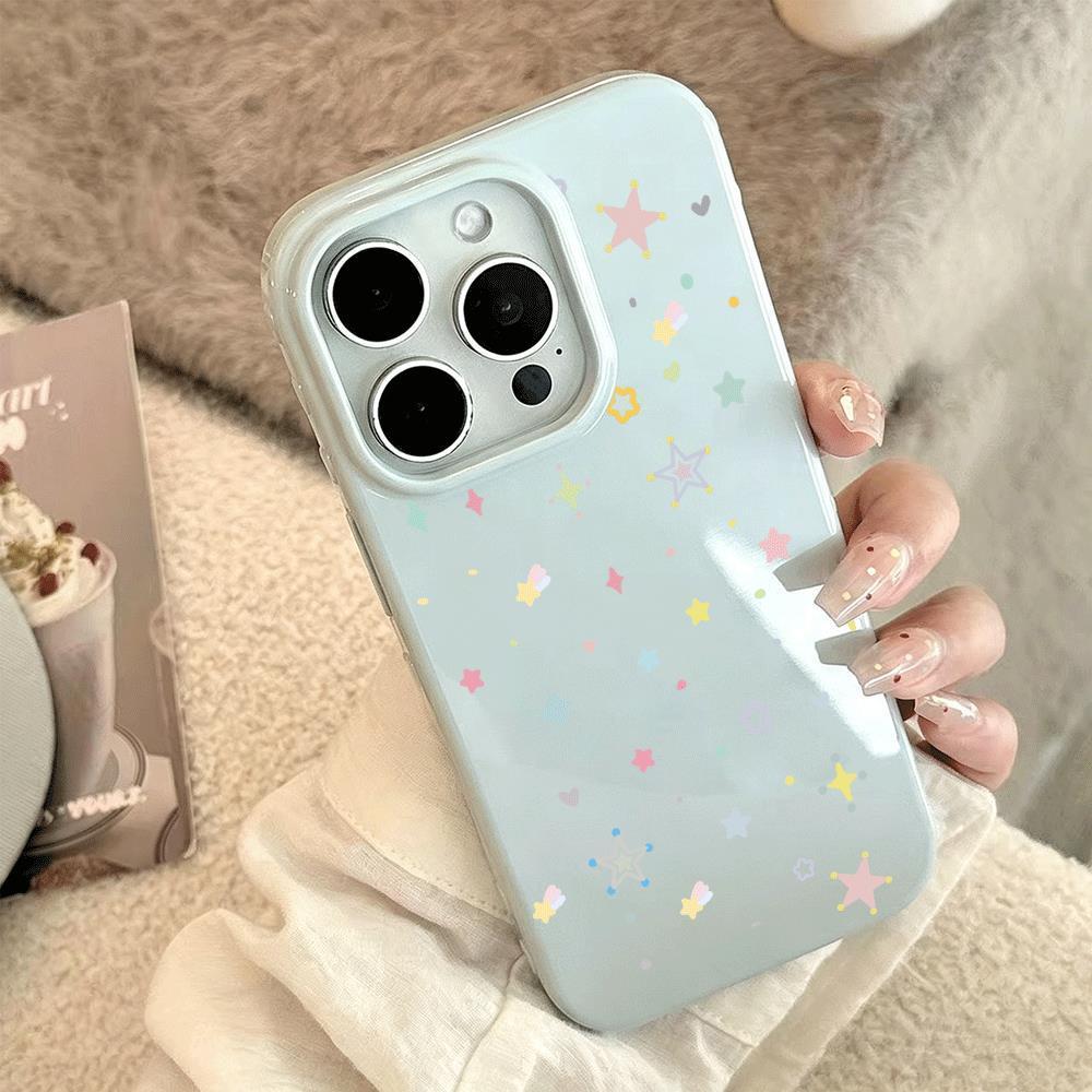 Những ngôi sao màu sắcVỏ kẹo dẻo phù hợp với iPhone 16 Pro Max/17, bao da toàn phần