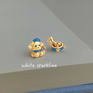 Thiết Kế Ban Đầu Men Nhỏ Giọt Glaze Sơn Chó Con Và Xương Niche Micro-Dát Zircon Bông Tai Nhà Máy Bông Tai