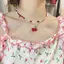 PNPIA- Y2K Đỏ Anh Đào Trái Tim Đính Hạt Choker Nelace Nữ Boho Hạt Anh Đào Mặt Dây Chuyền Nelace Vintage Không Đều Nelace Trang Sức