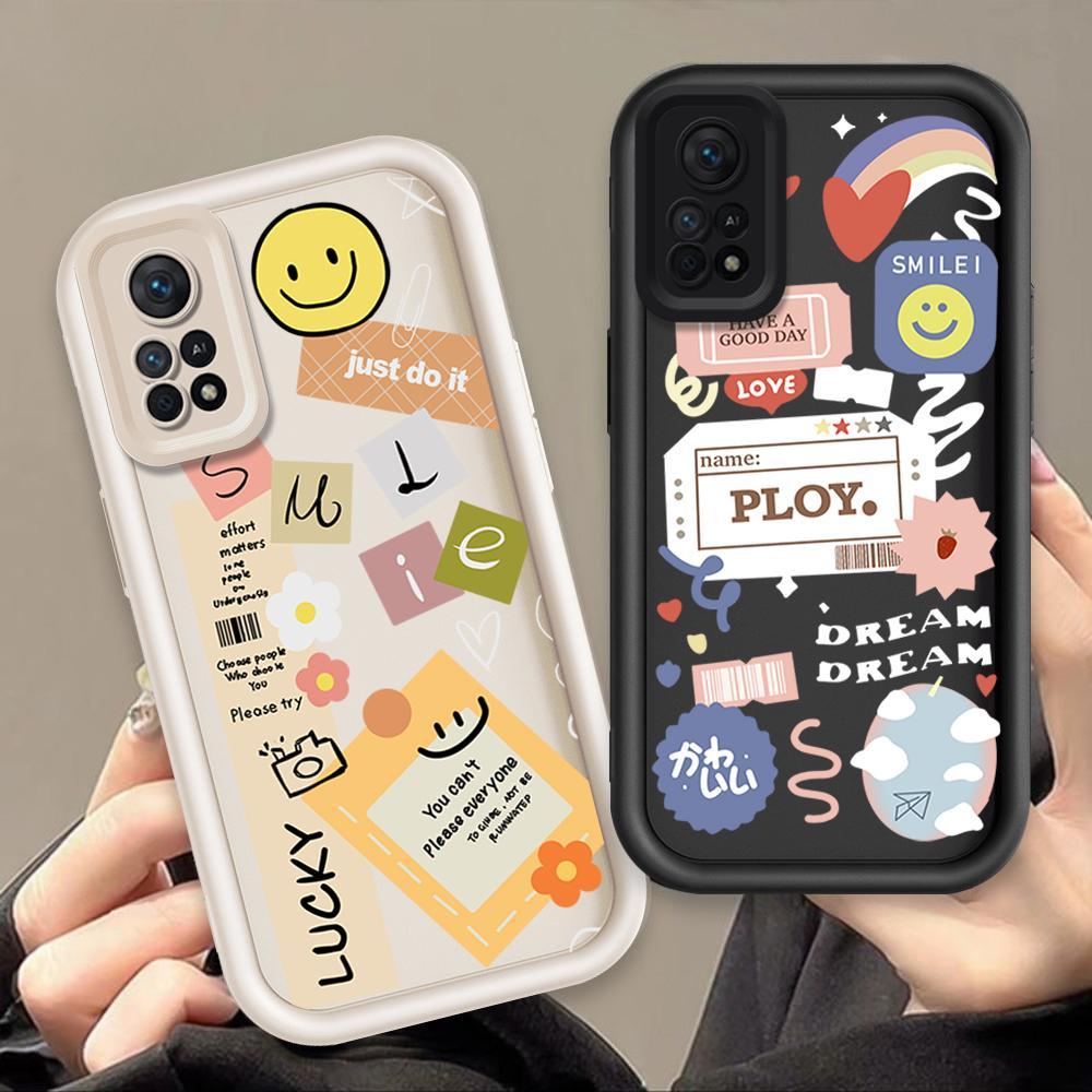 Ốp Lưng Cho Redmi Note 11 11S Pro 4G Hoạt Hình Silicon Điện Thoại Thông Minh Mềm Ốp Lưng TPU Nhãn Nụ Cười Hoa Mắt Thiên Thần Ốp Lưng Chống Sốc