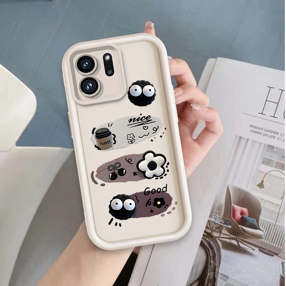 Ốp Lưng Cho OPPO A5X A6 A6X 4G 5G Phim Hoạt Hình Silicon Mềm Đáng Yêu Vỏ Điện Thoại TPU Đen Bóng Than Thiên Thần Mắt Chống Sốc Ốp Lưng