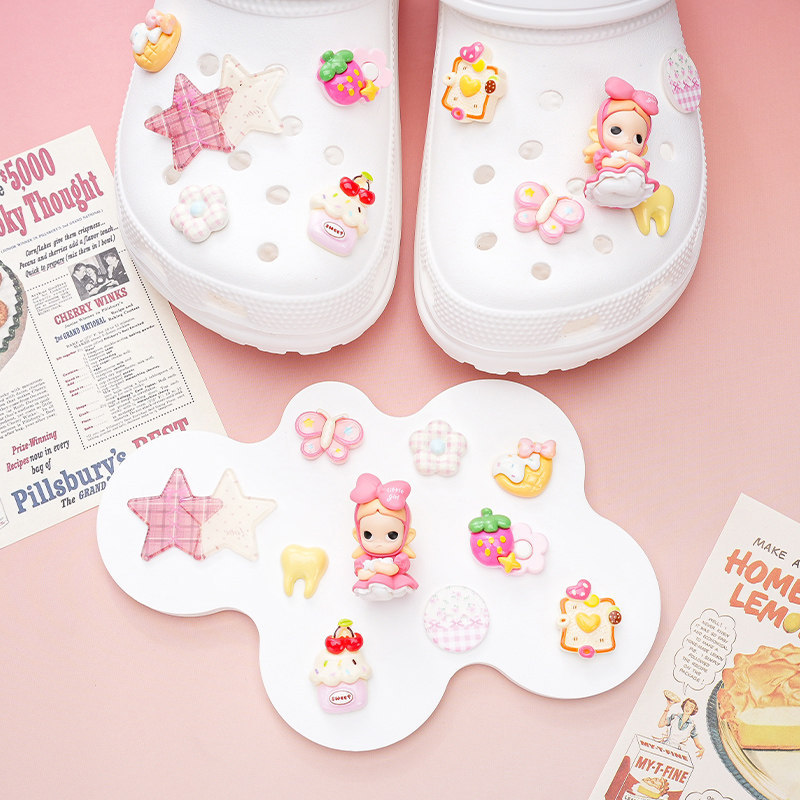 Phụ kiện Pop Mart Zsiga: hoa giày bướm dễ thương, dùng cho cá sấu, có thể tháo rời, phong cách Busch, Zhibixing