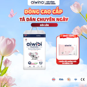 Tã/Bỉm Dán Cao Cấp Aiwibi Light Feather Cho Bé Siêu Thấm Hút, Chống Tràn - Gói Lớn S/M/L/XL