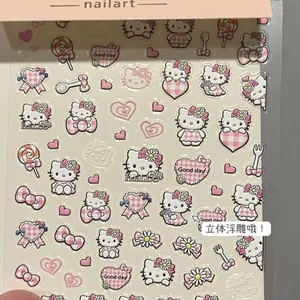 Hellokitty Miếng Dán Hoạt Hình Làm Móng Tay Miếng Dán Dễ Thương DIY Dập Nổi Ba Chiều ccd Bảo Vệ Cốc Nước Miếng Dán