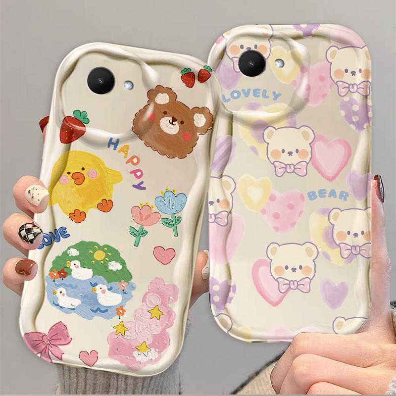 Thích Hợp Cho Realme C30 C30S Narzo 50i Prime 3D Thẩm Mỹ Mềm TPU Gấu Tình Yêu Hoa Chống Sốc Trường Hợp Điện Thoại