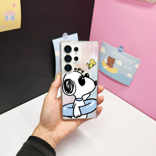 Dành Cho Samsung s26 Ultra S25 FE S25 Ultra Ốp Lưng S24 Ultra S24 FE Hoạt Hình Dễ Thương A56 17 16 15 14 13 12 pro max Từ S23 Siêu Cứng Trong Suốt Màu Mũ Chó Trắng