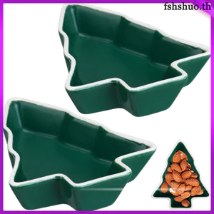 2 Chiếc Đĩa Ăn Nhẹ Và Nước Sốt Gốm Xanh Đậm Hộp Đựng Cây Giáng Sinh Đa Năng