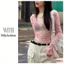 Milyfashion Áo Thun Tay Dài Chống Nắng Dáng Ôm In Họa Tiết Màu Hồng Thời Trang Mùa Hè Hàng Mới