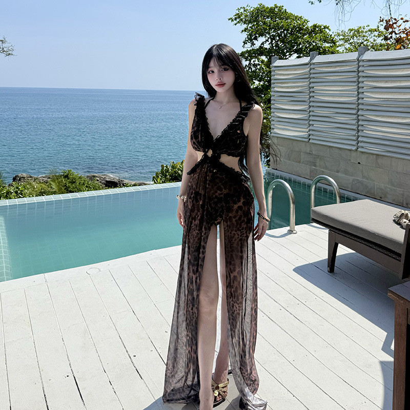 2026 Phong Cách Mới Ngày Lễ Phong Cách Rỗng Treo Đầm Nữ Mùa Hè Đi Biển Bikini Đồ Bơi Nữ