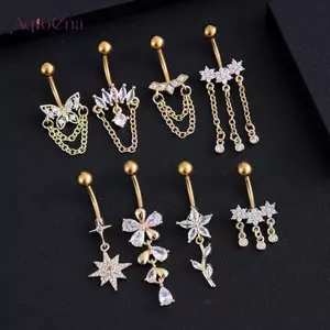 AqToCna Đơn Giản Bụng Nút Nhẫn Thép Không Gỉ Bướm Rốn Xuyên Barbell Cho Nữ Thời Trang Bụng Nhẫn Gợi Cảm Cơ Thể Trang Sức AqToCna