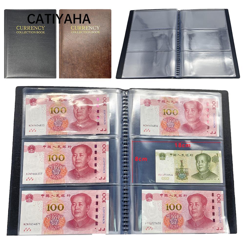 CATIYAHA Bộ sưu tập tiền giấy thế giới, album da lá rời, túi chống nước tái sử dụng