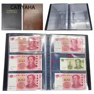 CATIYAHA Bộ sưu tập tiền giấy thế giới, album da lá rời, túi chống nước tái sử dụng