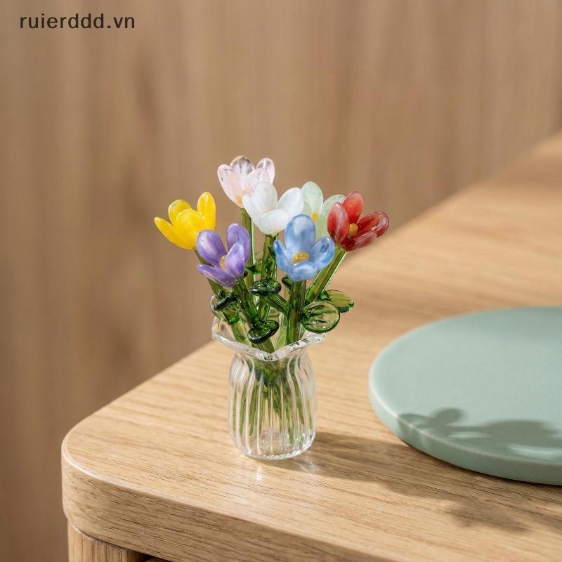 # ruierdd # Mô phỏng hoa thủy tinh thực tế 6 chiếc 7 chiếc Thân hoa nhân tạo để trang trí nhà và bàn tươi mát Quà tặng.