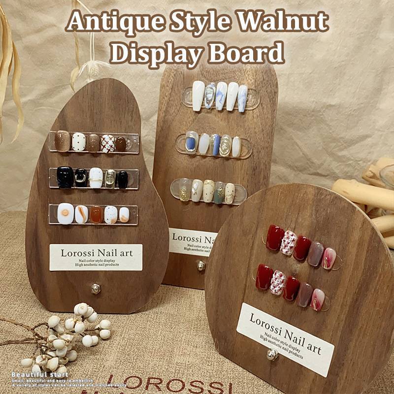 [Keepcheer] Phong cách cổ xưa Nail Art Color Board Bảng trưng bày quả óc chó Trang trí Mặc sơn móng tay Keo màu Thẻ làm móng tay Mẫu trưng bày Ra Mới