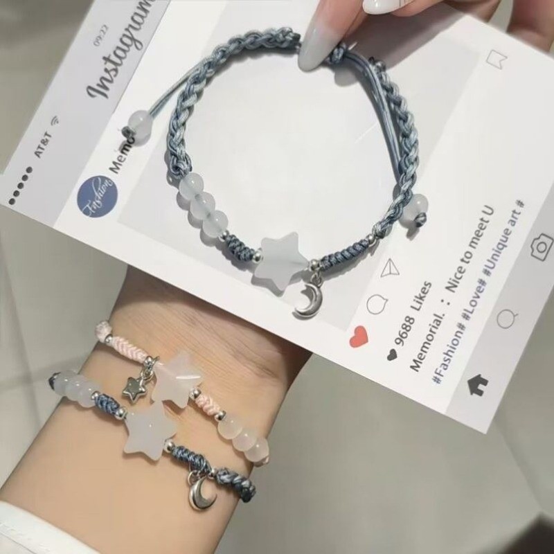 Vòng tay cặp đôi ngôi sao mặt trăng, thiết kế thanh lịch ngọt ngào