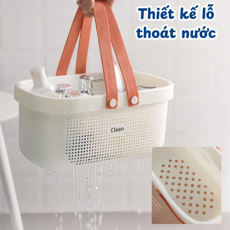 Giỏ Đựng Đồ Vệ Sinh HomeMate Có Quai Xách, Giỏ Nhựa Đa Năng Dày Dặn Cho Nhà Tắm & Mỹ Phẩm
