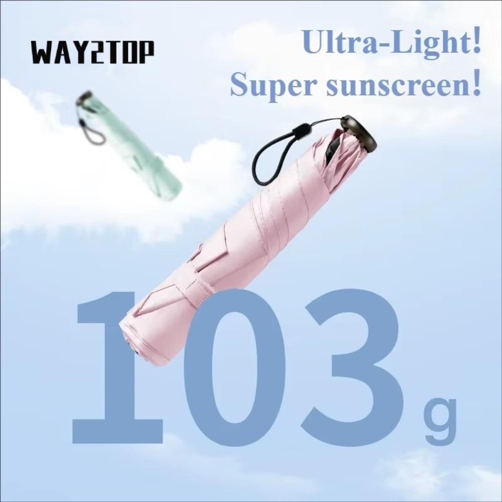 Ô chống nắng bằng tay WAY2TOP, Ô chống tia cực tím có thể gập lại, Ô đựng bút chì siêu nhẹ khung 6 ngăn chống nắng