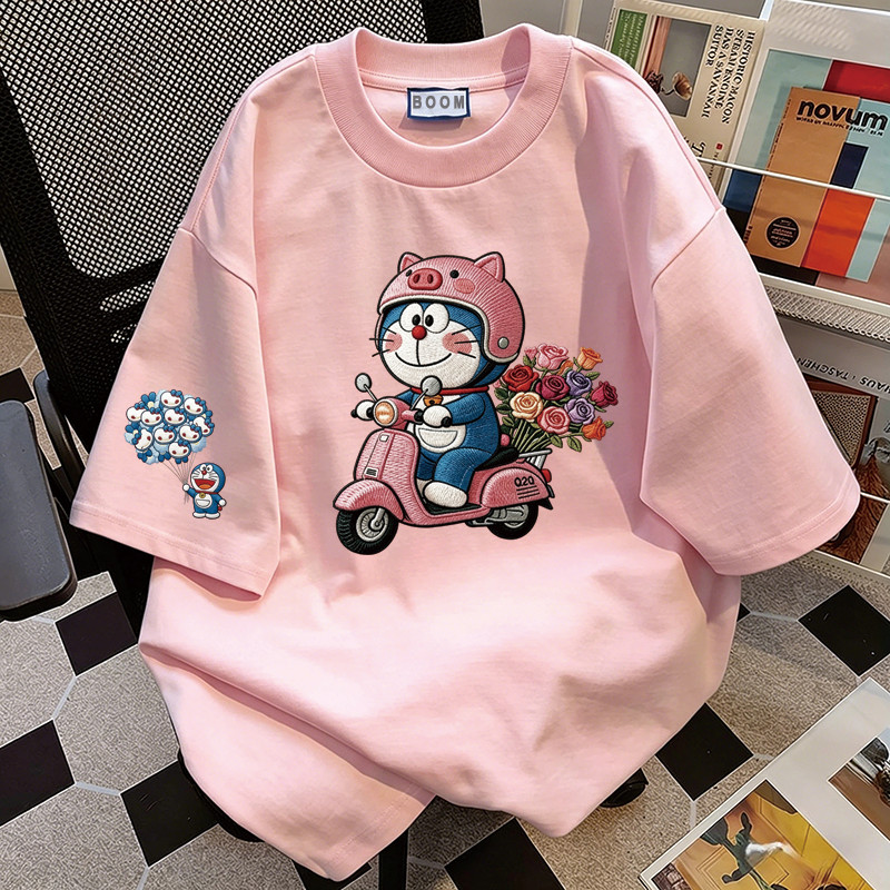 BOOM Áo thun nữ kiểu hàn quốc form rộng tay lỡ cổ tròn cotton Mát-Hè hot trend in cách dễ thương Áo phông form vừaV051