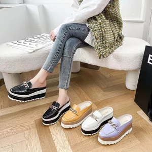 35-43 Size Size Lớn Giày Nữ 41 Baotou Siêu Nóng Lười Nửa Dép Nữ Mặc Ngoài Thời Trang Giày Sandal Đế Dày Cao Gót 4