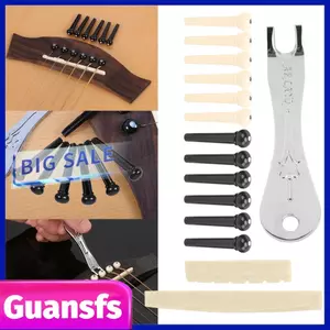 Guansfs Bộ chốt cầu với bộ đàn guitar kéo Yên kim loại + nhựa cho hầu hết các cây đàn guitar acoustic