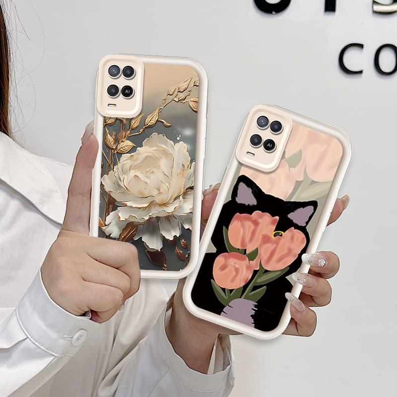 Ốp Lưng Cho OPPO A54 4G Hoạt Hình Silicon Mềm Đáng Yêu TPU Hoa Tulip Angel Eye Vỏ Điện Thoại Chống Sốc