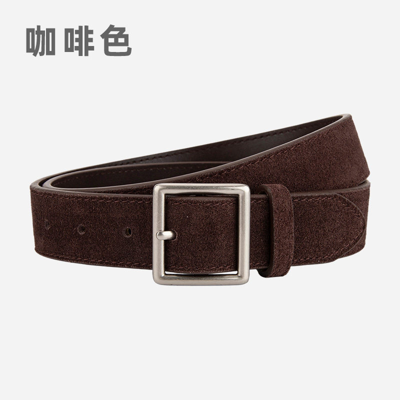 ✅ Trong Kho ✅ màu nâu Trang trí trang phục sang chảnh Phong Cách Hàn Quốc Vintage Mờ Da Lộn Nữ Dây Da Thật Chính Hãng Bạc Vuông Khóa Cao Cấp Sense Jeans Trang Trí Cho