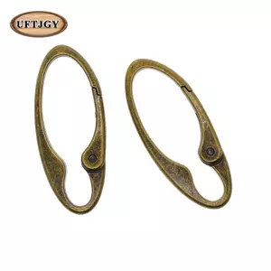 2 Chiếc Antqiued Đồng Chìa Khóa Chụp Lò Xo Kẹp Trên Móc Carabiner Cắm Trại