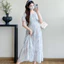 Váy bà bầu mùa hè rộng rãi, có dây buộc