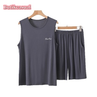Vest và quầnshortModal nam mùa hè, thiết kế giản dị, chất liệu bông mới, phù hợp mặc ở nhà.