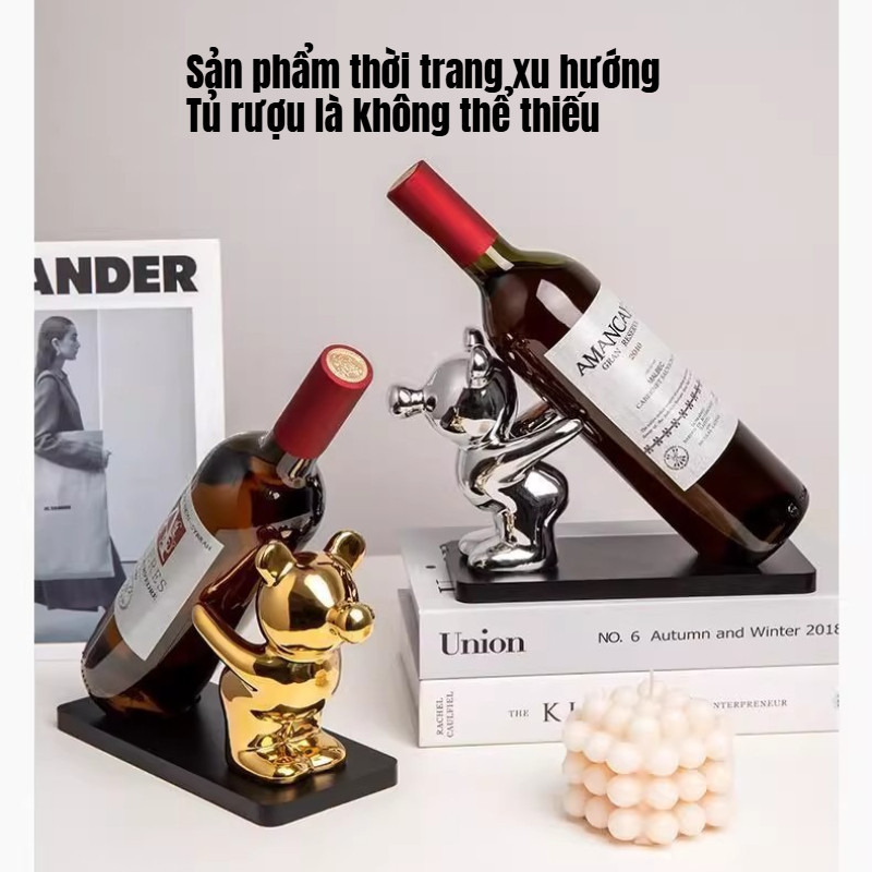 Giá Đỡ Rượu Gấu Bearbrick – Tượng Decor Bàn Học, Phòng Khách, Trang Trí Nhà Cửa, Quà Tặng Phong Cách Nhẹ Sang Trọng