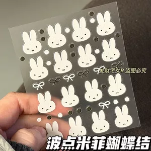 Miffy Thỏ Chấm Bi Tự Làm Miếng Dán Dây Dễ Thương Nơ Máy Tính Điện Thoại Di Động Trang Trí Cốc Nước Chống Thấm Nước Miếng Dán Miếng Dán26042212