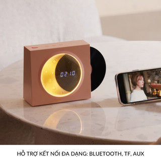 Loa Bluetooth Để Bàn Round X09 Đĩa Xoay Mặt Trăng Có Đồng Hồ Pin 1500mAh Thẻ TF