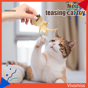 Đồ chơi mèo Sisal dệt bằng tay tự nhiên – Chuột bi Sisal tương tác có lông vũ và chuông Dụng cụ cào nhai bền cho mèo con và mèo Đồ chơi thú cưng vui nhộn Đồ chơi mèo con