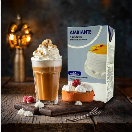Kem Sữa Béo Thực Vật Ambiante Topping Cream Hộp 1L, Dùng Cho Bánh Mousse, Pudding Hoặc Bánh Tiramisu