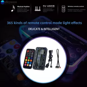 ARGB Fan Hub Âm nhạc Điều khiển nhịp điệu 365 Chế độ chiếu sáng 2 tiêu đề dải LED 4 chân