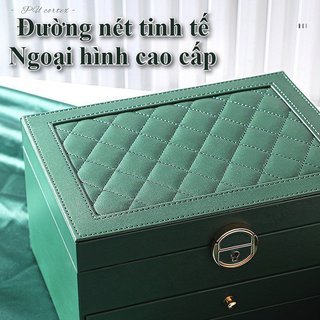 Hộp đựng đồ trang sức 3 tầng bằng da PU Hộp đựng ngăn kéo Ngăn ẩn Có thể khóa Lưu trữ du lịch