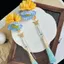 Mũ Panchun Hoa Lụa Xanh Vàng Cổ Tích - Phụ Kiện Tóc Hanfu