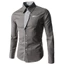 Áo sơ mi nam dài tay slim-fit, cổ đứng, màu sắc tương phản, thiết kế thời trang với nút bấm