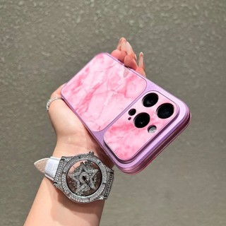 Ốp điện thoại đá cẩm thạch gọng mạ điện sang trọng cho iphone17 16 15 14 13 Promax chống sốc bảo vệ camera chống rơi bìa cứng