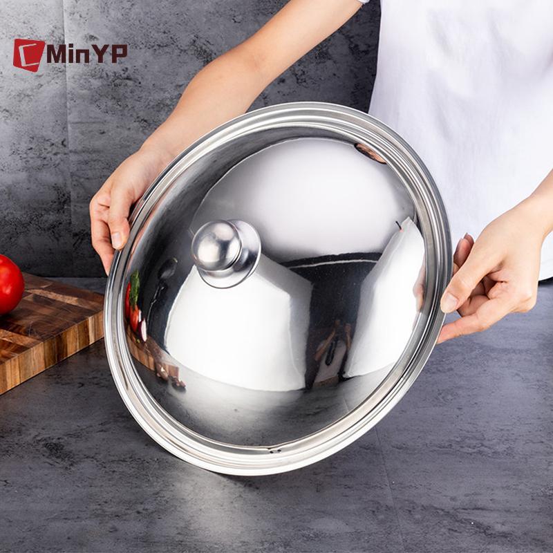 CMinYP 10-32Cm Thép Không Gỉ Nắp Nồi Tròn Thay Thế Đa Năng Chảo Chiên Bao Viền Mịn Máy Rửa Chén An Toàn Cho Skillet Chảo Nồi Canh Vinh Quang