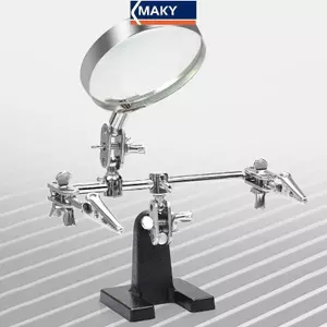MAKY Trợ giúp dụng cụ cầm tay thứ ba Giá đỡ hàn với kính lúp hàn 5X 2 Kẹp cá sấu Xoay 360 độ Công cụ sửa chữa Adju VN