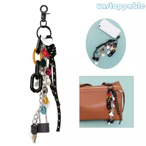 Unstop * Thiết lập hợp thời trang Mặt dây chuyền túi dây Nylon chắc chắn với dây chuyền khóa an toàn Phụ kiện giữ chìa khóa cho học sinh Người lớn Wea