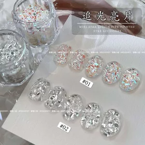 2025 Đuổi Ánh Sáng Nhấp Nháy Sequins Series Móng Tay Chất Liệu Hỗn Hợp Kim Sa Lấp Lánh Màu Hồng Trang Trí Móng Tay