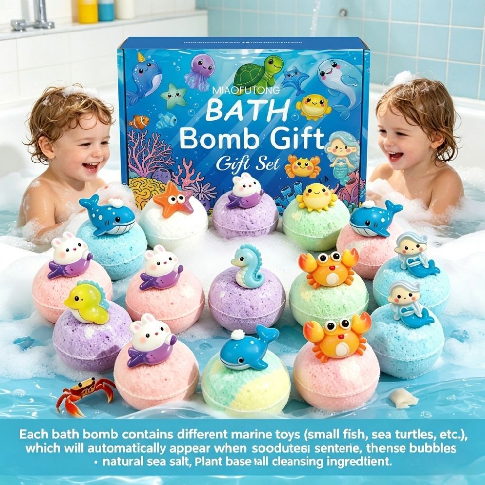 Đồ chơi bom tắm 12 gói NKSFX, Spa đổi màu, quà tặng đồ chơi chủ đề đại dương cho bé mùa hè